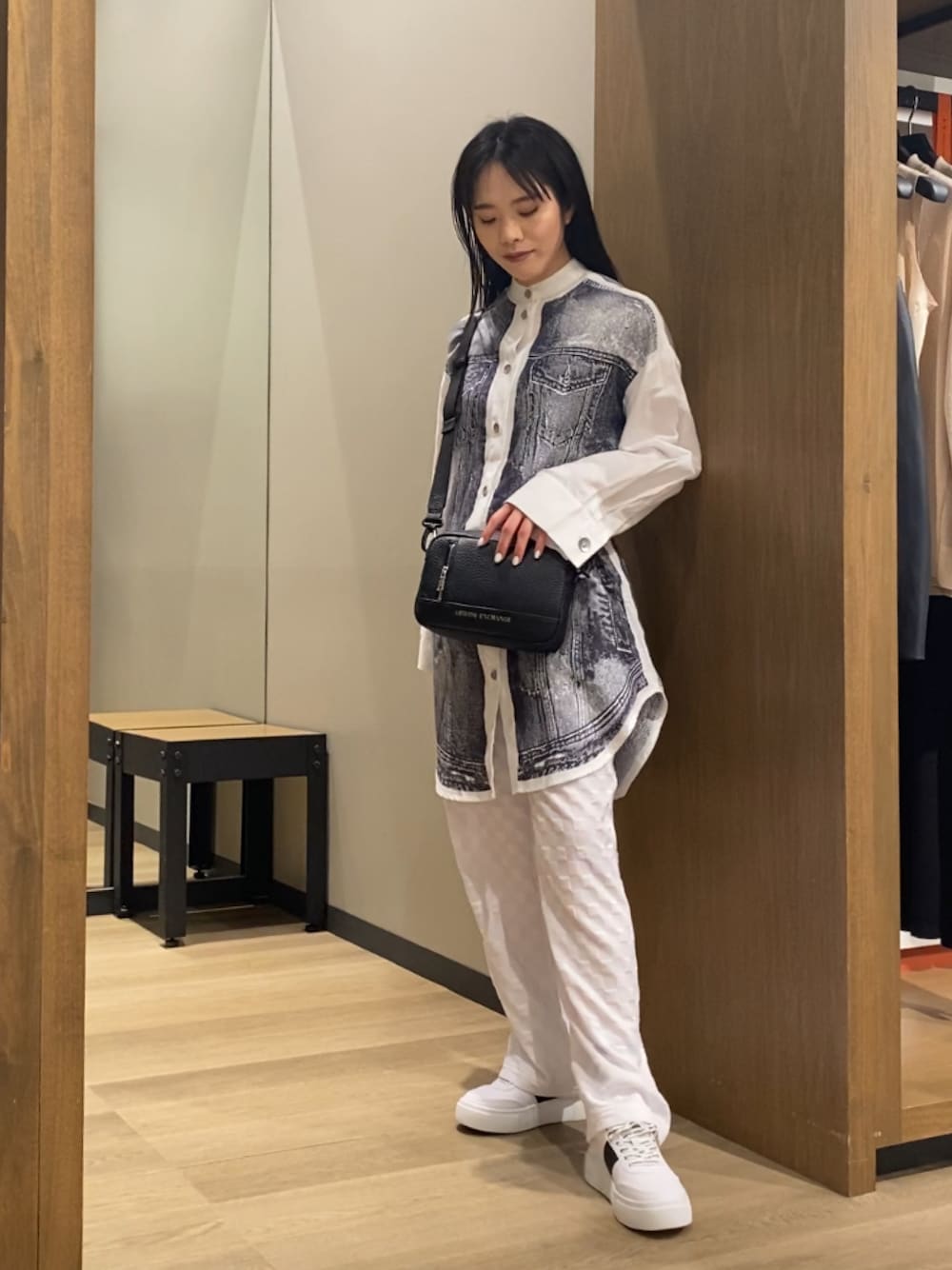 ARMANI EXCHANGE✨ フローラルプリント シャツ ストライプパープル ARMANI EXCHANGE✨ フローラルプリント シャツ ストライプパープル