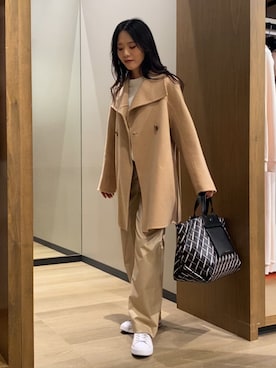 「アイテム（チェスターコート）」を使った、yokoさん（レディース・162cm）の冬コーディネート