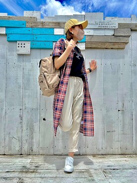 「アーノルドパーマー」｜「アイテム（シャツワンピース）」を使った、アーノルドパーマー@ジアウトレット北九州さん（レディース・160cm）の夏コーディネート