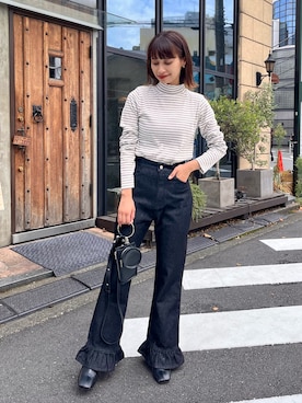 「tiptop（ティップトップ）のアイテム（デニムパンツ）」を使った、hitomi.さん（レディース・162cm）の秋コーディネート