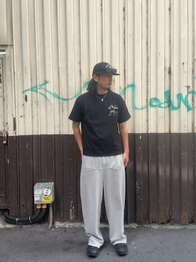 「アイテム（スウェットパンツ）」を使った、JUNさん（メンズ・175cm・20代）の夏コーディネート