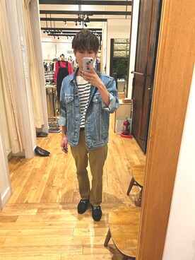 「アイテム（チノパンツ、ゴールド系）」を使った、sawakodesさん（メンズ・167cm）の夏コーディネート