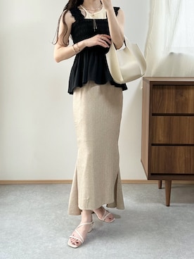 「レイヤードスタイル」｜「しまむら（シマムラ）のアイテム（キャミソール）」を使った、minamii.__さん（レディース・164cm）の夏コーディネート