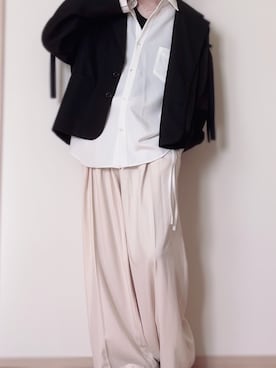 らいコラボ】サイドコードテーラードジャケット/ SETUP対応を使った人気ファッションコーディネート - WEAR