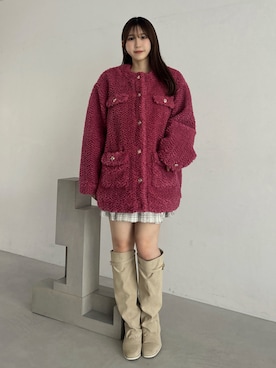 「アイテム（ブルゾン、レッド系）」を使った、kahoさん（レディース・154cm）の秋コーディネート