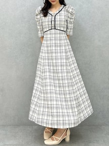 【未使用に近い】定価12万 ランバン ツイードワンピース 22年 五分袖 日本製 長袖レイヤードシャツミニワンピース（ワンピース）｜dazzlin