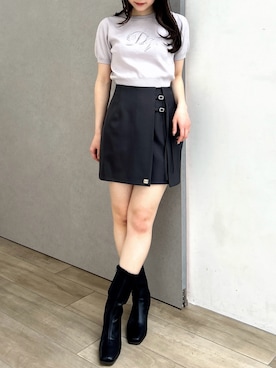 「半袖ニット」｜kahoさん（レディース・154cm）の春コーディネート