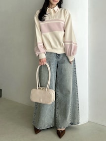 【≠ME 谷崎早耶コラボ】ポロライクラインミドルスウェット ネイビー ≠ME 谷崎早耶コラボ】ポロライクラインスウェット｜ダズリン（dazzlin