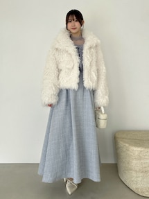 【ネット完売品】dazzlin パールチェーンエコファーブルゾン オフホワイト パールチェーンエコファーブルゾン（ブルゾン）｜dazzlin（ダズリン