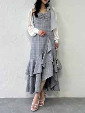 「dazzlin（ダズリン）のシアーパフボレロ（カーディガン/ボレロ、その他）」を使った、kahoさん（レディース・154cm）の春コーディネート