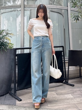 「ストレートデニム」｜kahoさん（レディース・154cm）の夏コーディネート