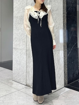 「リブニット」｜「アイテム（ワンピース/ドレス）」を使った、kahoさん（レディース・154cm）の冬コーディネート