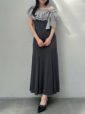 「dazzlin（ダズリン）のショルダーリボンフリルカットワンピース（ワンピース、その他）」を使った、kahoさん（レディース・154cm）の春コーディネート