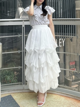 「タックスカート」｜kahoさん（レディース・154cm）の夏コーディネート