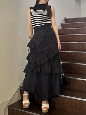 「ノースリーブニット」｜kahoさん（レディース・154cm）の夏コーディネート