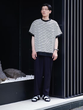 「UNITED TOKYO（ユナイテッドトウキョウ）のアイテム（Tシャツ/カットソー）」を使った、Asami Hareruyaさん（メンズ・182cm）の夏コーディネート