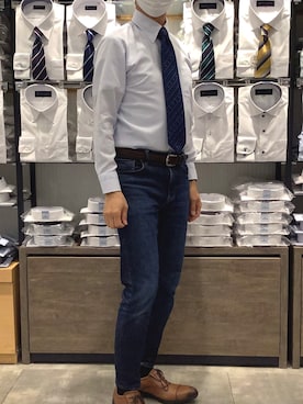 「アイテム（ビジネスシャツ）」を使った、BRICK HOUSE by Tokyo Shirts 岡崎イオンモール店さん（メンズ・172cm）の春コーディネート
