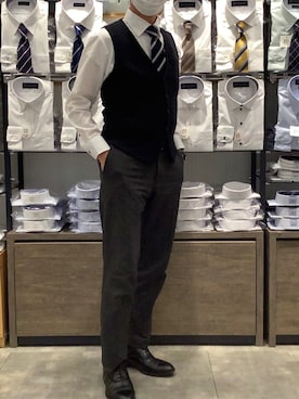 「アイテム（ベスト）」を使った、BRICK HOUSE by Tokyo Shirts 岡崎イオンモール店さん（メンズ・172cm）の冬コーディネート