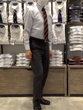 「TOKYO SHIRTS（トウキョウシャツ）のアイテム（ベルト）」を使った、BRICK HOUSE by Tokyo Shirts 岡崎イオンモール店さん（メンズ・172cm）の秋コーディネート