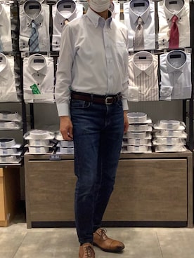 「アイテム（ビジネスシャツ）」を使った、BRICK HOUSE by Tokyo Shirts 岡崎イオンモール店さん（メンズ・172cm）の春コーディネート
