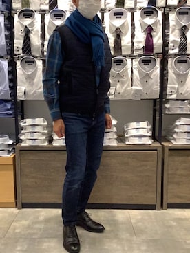 「アイテム（マフラー）」を使った、BRICK HOUSE by Tokyo Shirts 岡崎イオンモール店さん（メンズ・172cm）の冬コーディネート