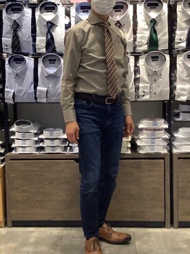 「アイテム（ビジネスシャツ）」を使った、BRICK HOUSE by Tokyo Shirts 岡崎イオンモール店さん（メンズ・172cm）の冬コーディネート