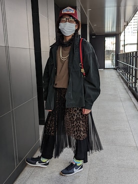 「DSQUARED2（ディースクエアード）のアイテム（帽子）」を使った、MINAさん（レディース・166cm）の春コーディネート