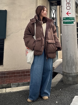 「アイテム（ダウンジャケット/コート）」を使った、瀬川百花さん（レディース・156cm）の秋コーディネート