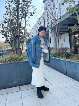 「スウエット」｜「アイテム（ブルゾン）」を使った、瀬川百花さん（レディース・156cm）の冬コーディネート