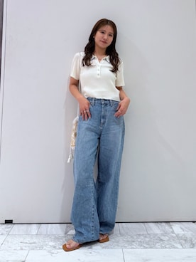 「Ungrid（アングリッド）のカットデザインヒールサンダル（サンダル、その他）」を使った、瀬川百花さん（レディース・156cm）の夏コーディネート