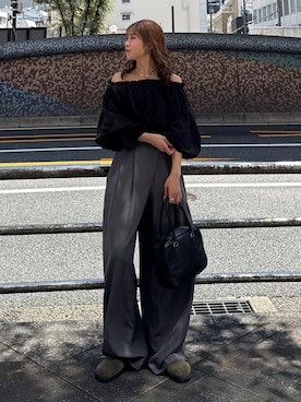 「アイテム（スリッポン）」を使った、瀬川百花さん（レディース・156cm）の夏コーディネート