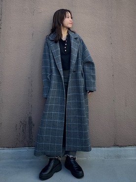 「アイテム（チェスターコート）」を使った、瀬川百花さん（レディース・156cm）の秋コーディネート
