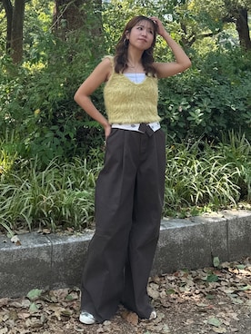 「Ungrid（アングリッド）のアイテム（カーディガン/ボレロ）」を使った、瀬川百花さん（レディース・156cm）の秋コーディネート