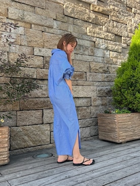 「サテンパンツ」｜「アイテム（ワンピース）」を使った、瀬川百花さん（レディース・156cm）の夏コーディネート
