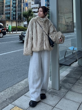 「Ungrid（アングリッド）のカシミヤ混ニットパンツ（その他パンツ）」を使った、瀬川百花さん（レディース・156cm）の秋コーディネート