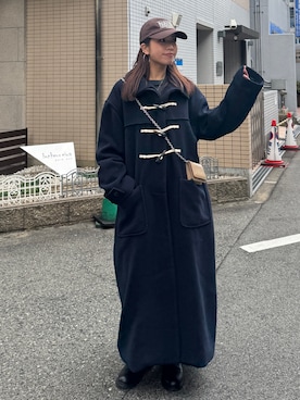 「アイテム（ダッフルコート）」を使った、瀬川百花さん（レディース・156cm）の秋コーディネート