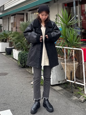 「Ungrid（アングリッド）のアイテム（ブルゾン）」を使った、瀬川百花さん（レディース・156cm）の秋コーディネート