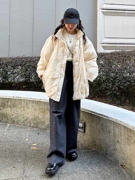 「Ungrid（アングリッド）のアイテム（ブルゾン）」を使った、瀬川百花さん（レディース・156cm）の冬コーディネート