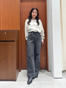 「Ungrid（アングリッド）のコインパーツネックレス（ネックレス、シルバー系）」を使った、瀬川百花さん（レディース・156cm）の秋コーディネート