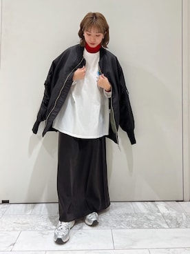 「綺麗めコーデ」｜「アイテム（MA-1）」を使った、瀬川百花さん（レディース・156cm）の秋コーディネート