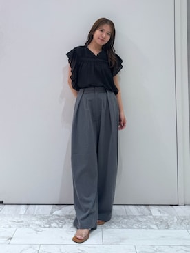 「Ungrid（アングリッド）のカットデザインヒールサンダル（サンダル、その他）」を使った、瀬川百花さん（レディース・156cm）の夏コーディネート