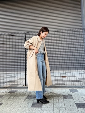 「春ニット」｜「アイテム（その他アウター）」を使った、瀬川百花さん（レディース・156cm）の冬コーディネート