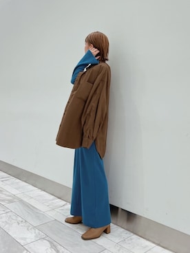 「ビッグシャツ」｜「アイテム（ワンピース/ドレス）」を使った、瀬川百花さん（レディース・156cm）の夏コーディネート