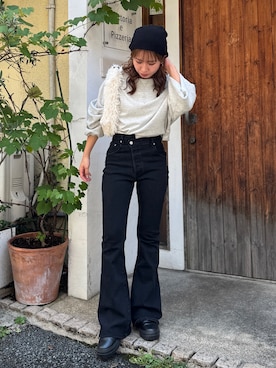 「アイテム（スウェット）」を使った、瀬川百花さん（レディース・156cm）の夏コーディネート