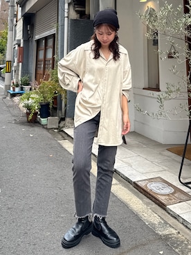 「Ungrid（アングリッド）のアイテム（シャツ/ブラウス）」を使った、瀬川百花さん（レディース・156cm）の秋コーディネート