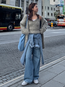 「Ungrid（アングリッド）のアイテム（カーディガン/ボレロ）」を使った、瀬川百花さん（レディース・156cm）の秋コーディネート