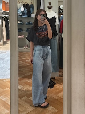 「Ungrid（アングリッド）のアイテム（Tシャツ/カットソー）」を使った、瀬川百花さん（レディース・156cm）の夏コーディネート