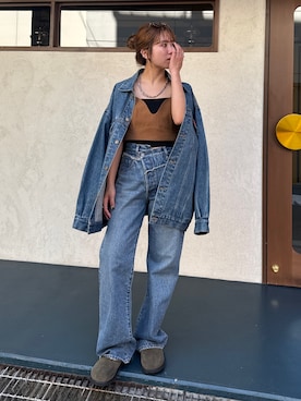 「アイテム（スリッポン）」を使った、瀬川百花さん（レディース・156cm）の夏コーディネート