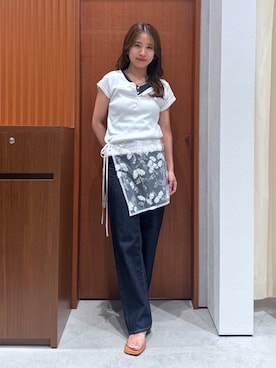 「Ungrid（アングリッド）のデザインチェーンネックレス（ネックレス、シルバー系）」を使った、瀬川百花さん（レディース・156cm）の夏コーディネート