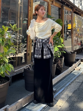 「Ungrid（アングリッド）のアイテム（スカート）」を使った、瀬川百花さん（レディース・156cm）の夏コーディネート